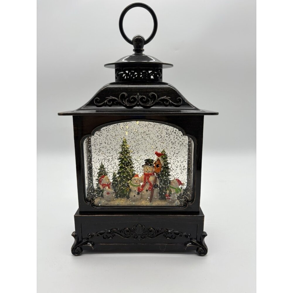 Valerie Par Hill 12” Illuminated Glitter Lantern with Holiday Snow Fun!